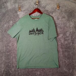 Life Is Good Green Short Sleeve Tee with Forest Graphic Cool Tee Womens XXL